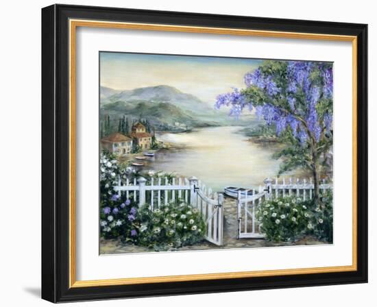 Tuscan Pond and Wisteria-Marilyn Dunlap-Framed Art Print