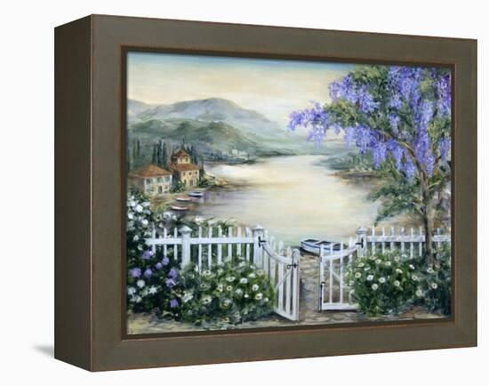 Tuscan Pond and Wisteria-Marilyn Dunlap-Framed Stretched Canvas