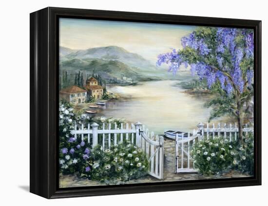 Tuscan Pond and Wisteria-Marilyn Dunlap-Framed Stretched Canvas