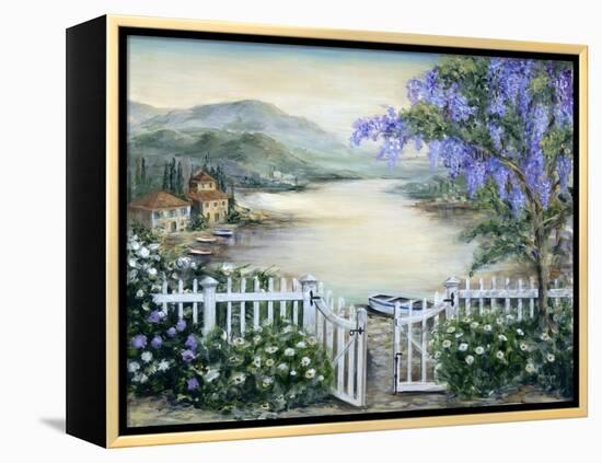 Tuscan Pond and Wisteria-Marilyn Dunlap-Framed Stretched Canvas