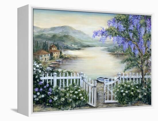 Tuscan Pond and Wisteria-Marilyn Dunlap-Framed Stretched Canvas