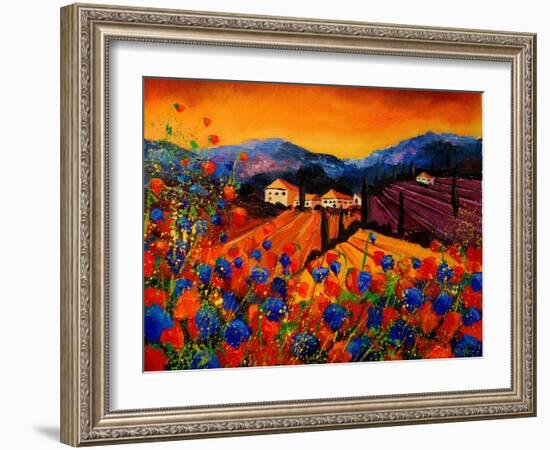 Tuscan Poppies-Pol Ledent-Framed Art Print