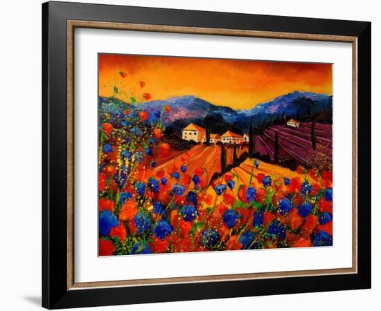 Tuscan Poppies-Pol Ledent-Framed Art Print