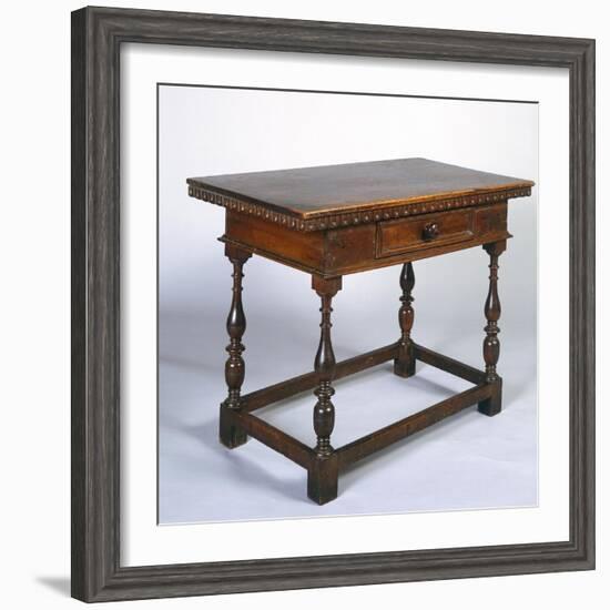 Tuscan Table in Walnut with Turned Legs and Stretchers, Italy, 16th Century-null-Framed Giclee Print