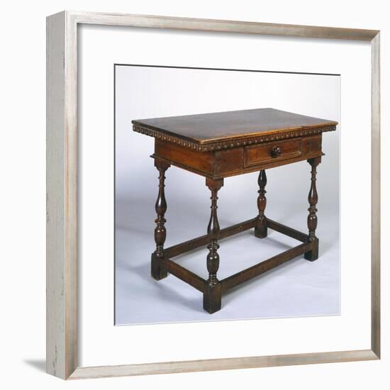 Tuscan Table in Walnut with Turned Legs and Stretchers, Italy, 16th Century-null-Framed Giclee Print