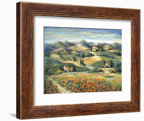 Tuscan Villa and Poppies-Marilyn Dunlap-Framed Art Print