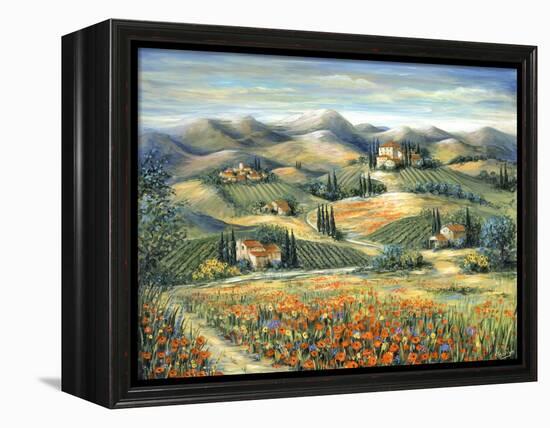 Tuscan Villa and Poppies-Marilyn Dunlap-Framed Stretched Canvas