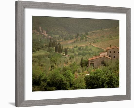 Tuscan Villa View, Radda in Chianti, II Chianti, Tuscany, Italy-Walter Bibikow-Framed Photographic Print