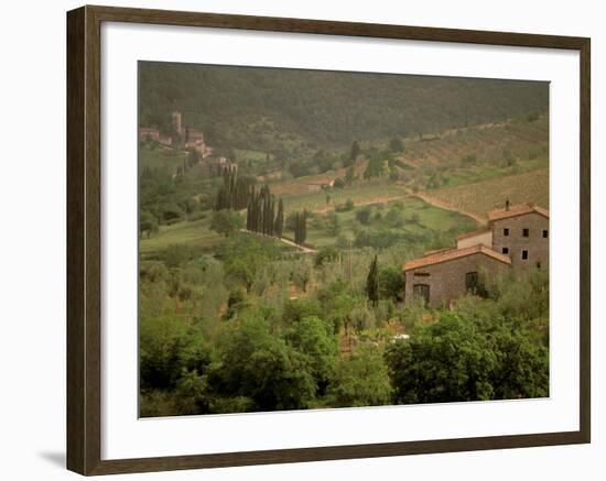 Tuscan Villa View, Radda in Chianti, II Chianti, Tuscany, Italy-Walter Bibikow-Framed Photographic Print