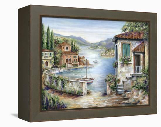 Tuscan Villas on the Lake-Marilyn Dunlap-Framed Stretched Canvas