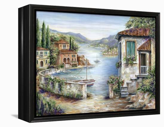 Tuscan Villas on the Lake-Marilyn Dunlap-Framed Stretched Canvas