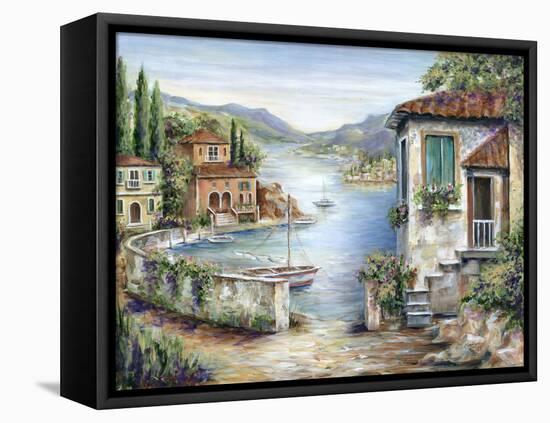 Tuscan Villas on the Lake-Marilyn Dunlap-Framed Stretched Canvas