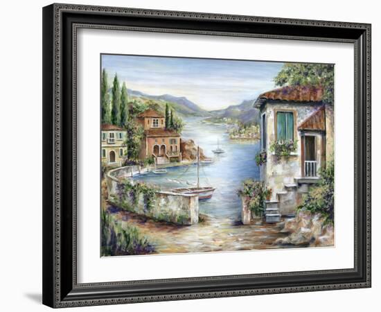 Tuscan Villas on the Lake-Marilyn Dunlap-Framed Art Print