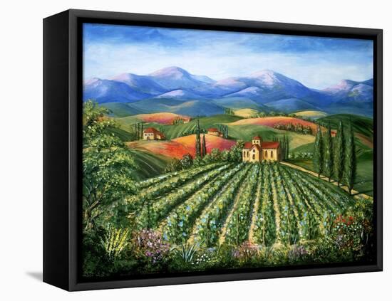 Tuscan Vineyard and Abbey-Marilyn Dunlap-Framed Stretched Canvas