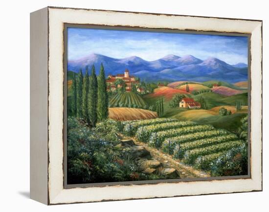 Tuscan Vineyard and Village-Marilyn Dunlap-Framed Stretched Canvas