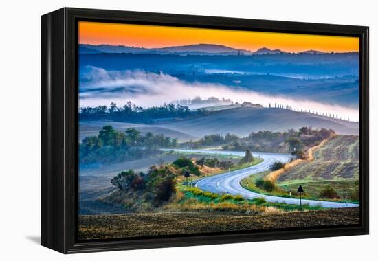 Tuscany Foggy Landscape at Sunrise, Italy-sborisov-Framed Premier Image Canvas