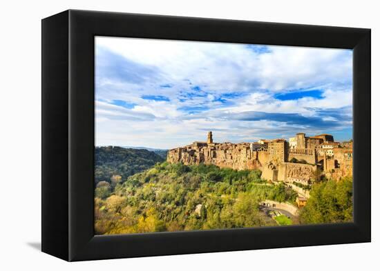 Tuscany, Pitigliano Medieval Village Panorama. Italy-stevanzz-Framed Premier Image Canvas