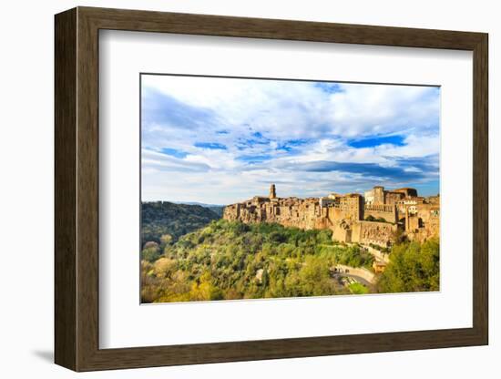 Tuscany, Pitigliano Medieval Village Panorama. Italy-stevanzz-Framed Photographic Print