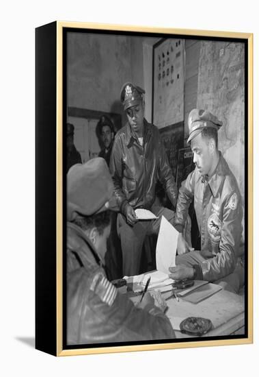 Tuskegee Airmen Woodrow W. Crockett and Edward C. Gleed, Ramitelli, Italy, March 1945-null-Framed Stretched Canvas