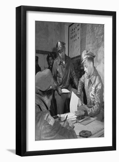 Tuskegee Airmen Woodrow W. Crockett and Edward C. Gleed, Ramitelli, Italy, March 1945-null-Framed Art Print