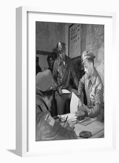 Tuskegee Airmen Woodrow W. Crockett and Edward C. Gleed, Ramitelli, Italy, March 1945-null-Framed Art Print