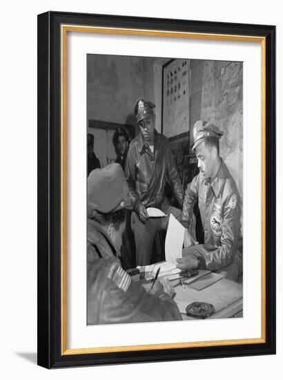 Tuskegee Airmen Woodrow W. Crockett and Edward C. Gleed, Ramitelli, Italy, March 1945-null-Framed Art Print