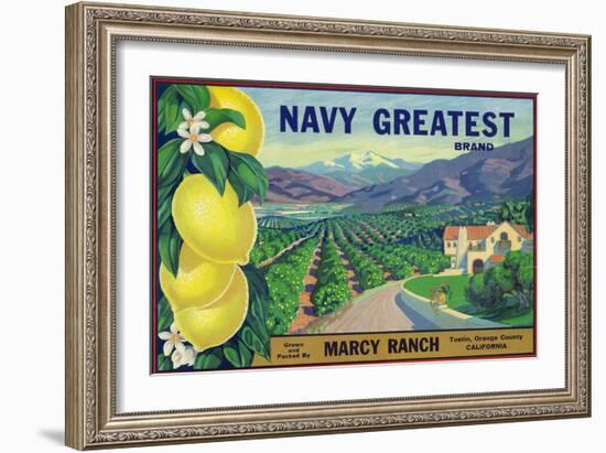 Tustin, California, Navy Greatest Brand Citrus Label-Lantern Press-Framed Art Print