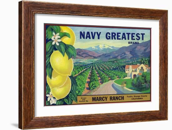 Tustin, California, Navy Greatest Brand Citrus Label-Lantern Press-Framed Art Print