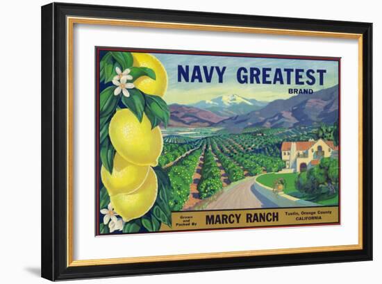 Tustin, California, Navy Greatest Brand Citrus Label-Lantern Press-Framed Art Print