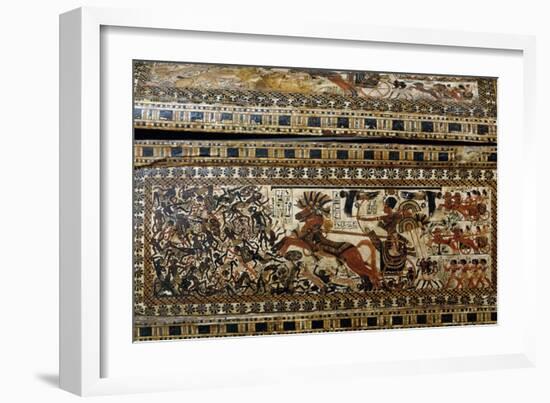 Tutankhamun in Battle, Detail from Painted Casket from Tomb of Tutankhamun-null-Framed Giclee Print