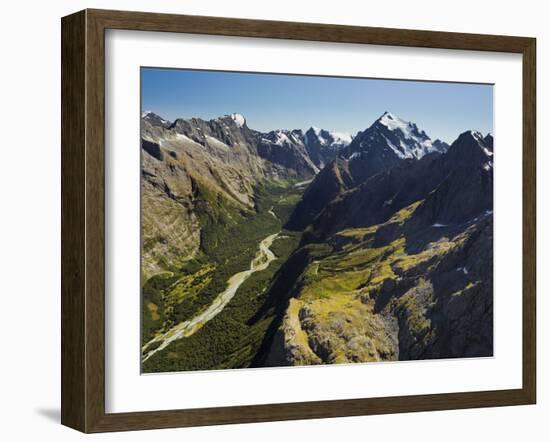 Tutoko River, Valley, Fiordland National Park, Southern Alps, Southland, South Island, New Zealand-Rainer Mirau-Framed Photographic Print