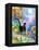 TUXEDO CAT MOONLIGHT SUNFLOWERS-sylvia pimental-Framed Stretched Canvas