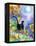 TUXEDO CAT MOONLIGHT SUNFLOWERS-sylvia pimental-Framed Stretched Canvas