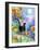 TUXEDO CAT MOONLIGHT SUNFLOWERS-sylvia pimental-Framed Premium Giclee Print