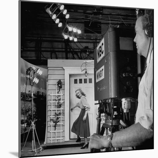 TV Camera Viewfinder on Actress Eva Marie Saint, Set of NBC Studio Drama-Andreas Feininger-Mounted Premium Photographic Print