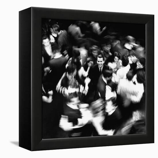 TV Host Dick Clark in Middle of Teenage Dancers on Dance Floor During American Bandstand Show-Paul Schutzer-Framed Premier Image Canvas