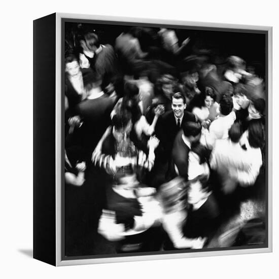 TV Host Dick Clark in Middle of Teenage Dancers on Dance Floor During American Bandstand Show-Paul Schutzer-Framed Premier Image Canvas