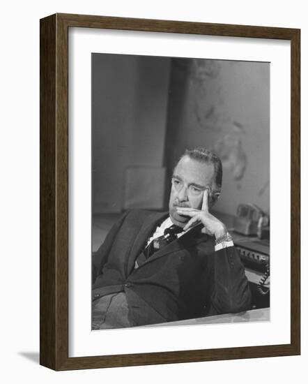 TV Newscaster Walter Cronkite, Preparing for His TV Show-Leonard Mccombe-Framed Premium Photographic Print