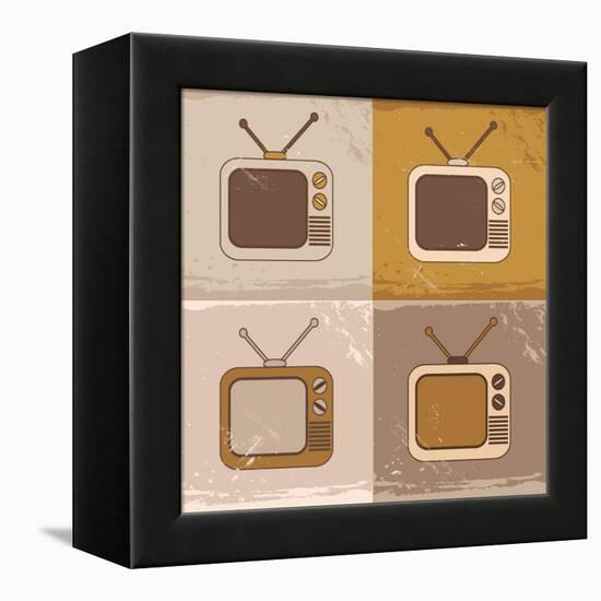 Tv Set Icons-YasnaTen-Framed Stretched Canvas