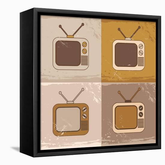 Tv Set Icons-YasnaTen-Framed Stretched Canvas