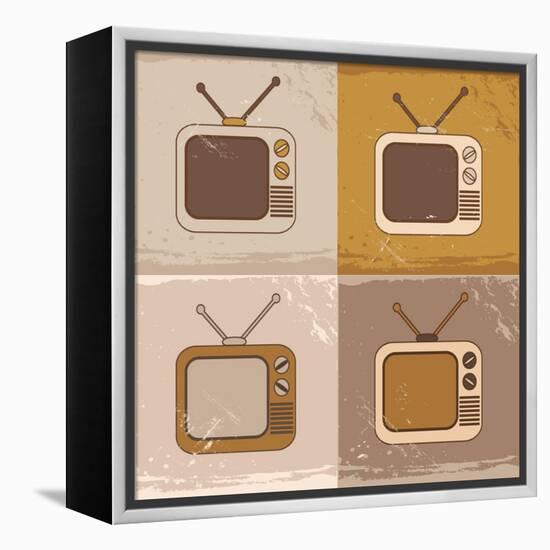 Tv Set Icons-YasnaTen-Framed Stretched Canvas