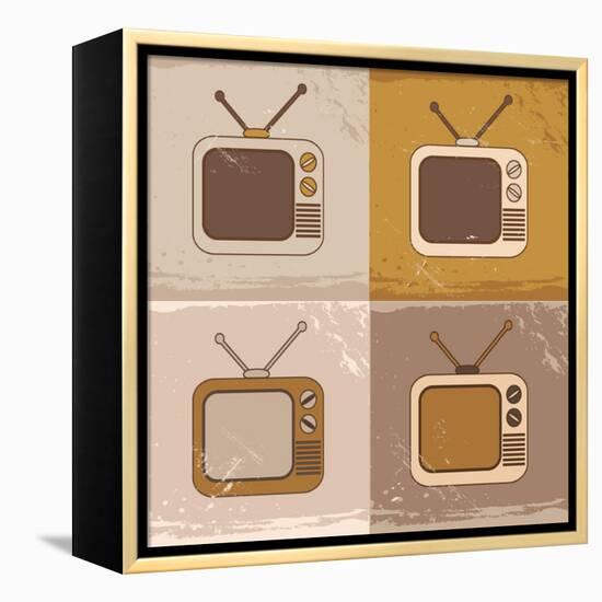 Tv Set Icons-YasnaTen-Framed Stretched Canvas