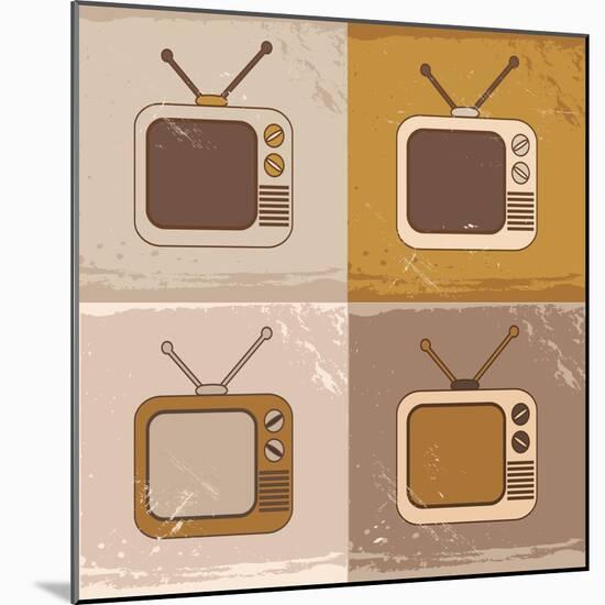Tv Set Icons-YasnaTen-Mounted Art Print