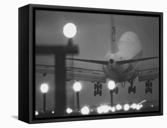 Twa Plane Landing at O'Hare Airport-null-Framed Premier Image Canvas