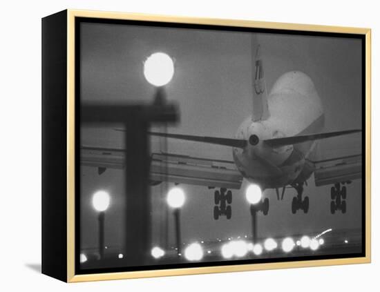 Twa Plane Landing at O'Hare Airport-null-Framed Premier Image Canvas