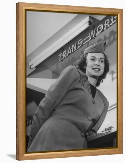 Twa Stewardess Jean Herman at Shannon Airport-Nat Farbman-Framed Premier Image Canvas