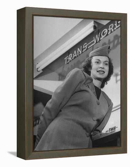 Twa Stewardess Jean Herman at Shannon Airport-Nat Farbman-Framed Premier Image Canvas