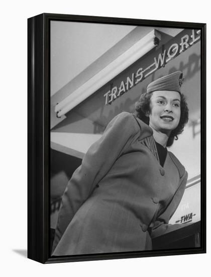 Twa Stewardess Jean Herman at Shannon Airport-Nat Farbman-Framed Premier Image Canvas