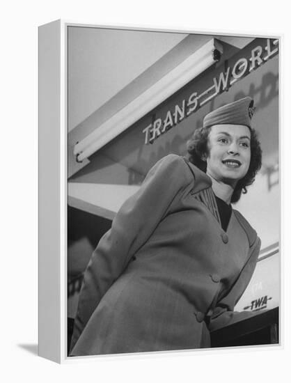 Twa Stewardess Jean Herman at Shannon Airport-Nat Farbman-Framed Premier Image Canvas