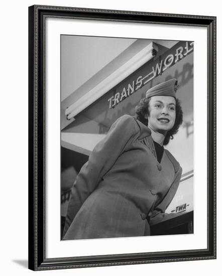 Twa Stewardess Jean Herman at Shannon Airport-Nat Farbman-Framed Premium Photographic Print